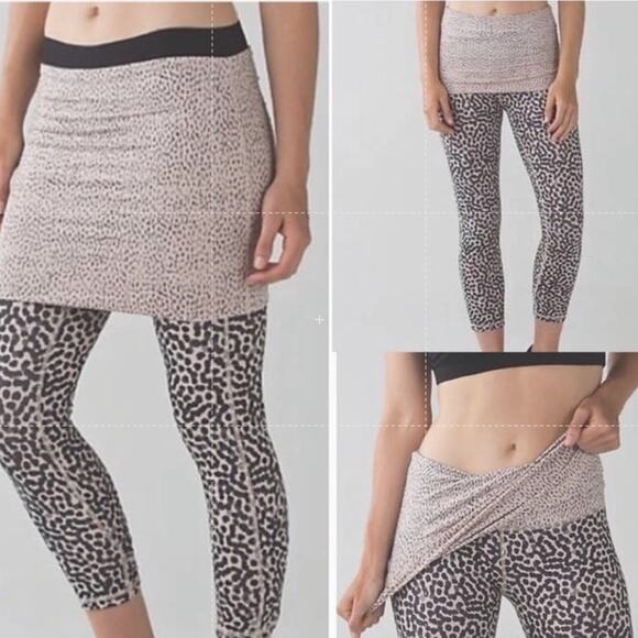 Lululemon Wunder Under SE Dance Roll Down Waist Leggings Skirt Ace Spot SZ 4 - Picture 1 of 10